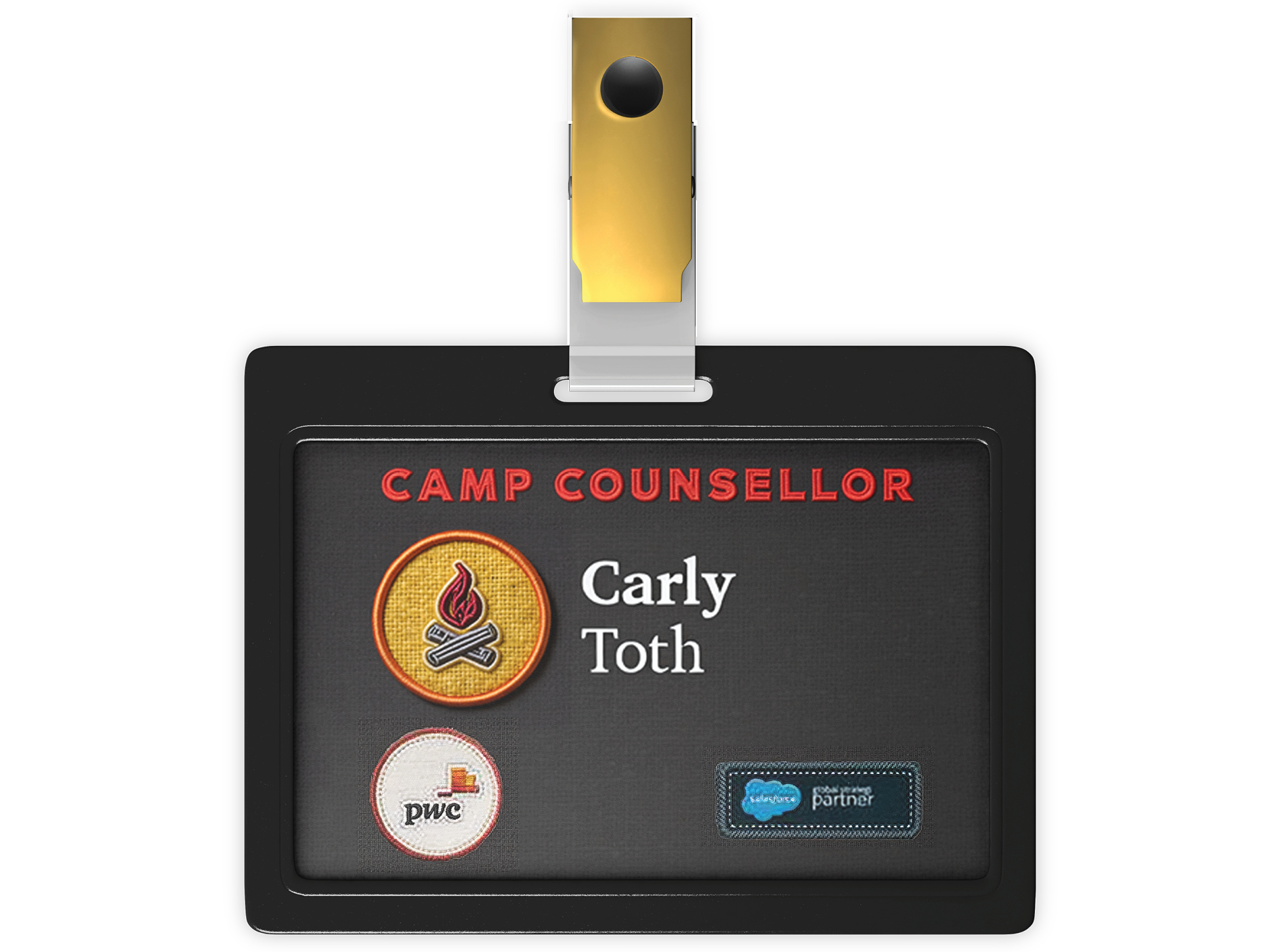 Camp PwC thematic name tag