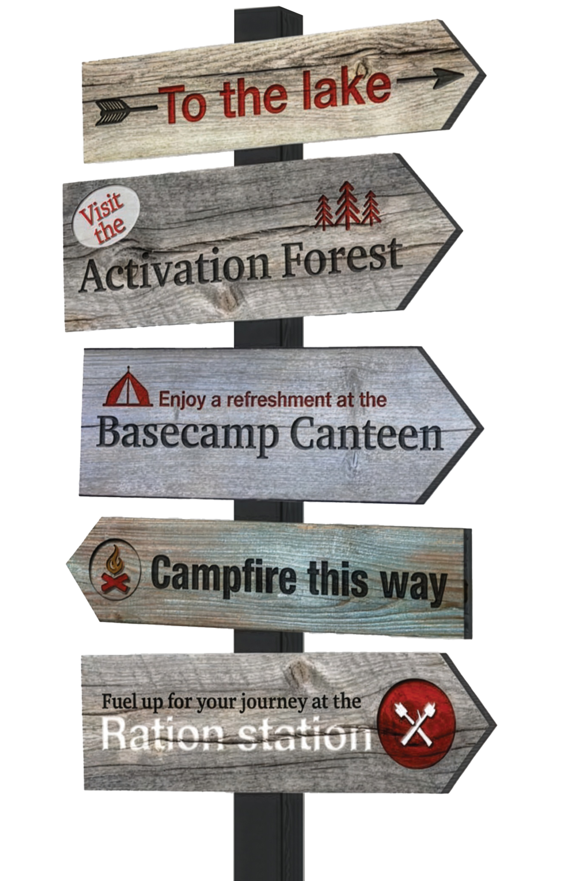 Camp PwC directional signage post