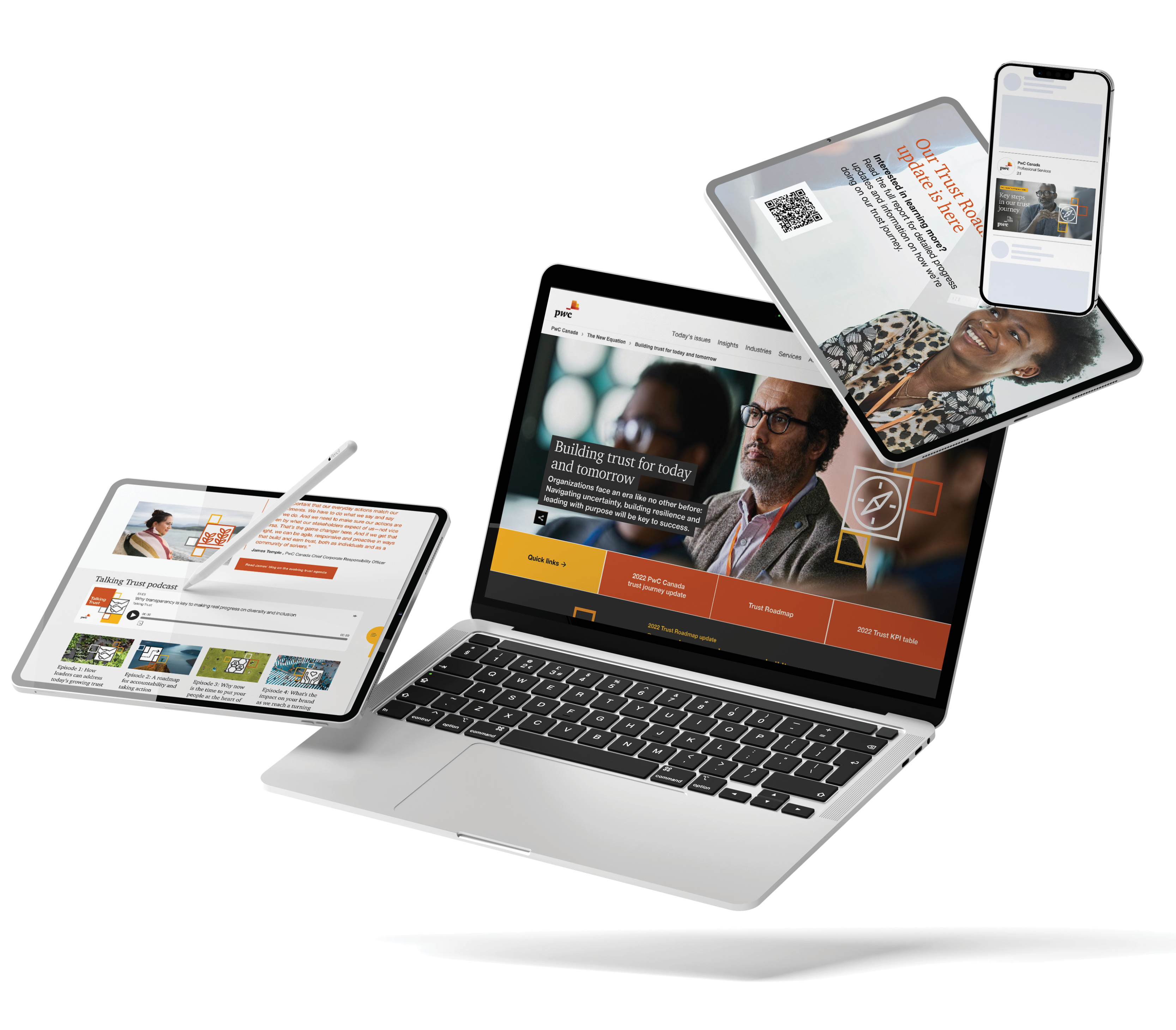 Trust Roadmap website shown on laptop, tablet and phone